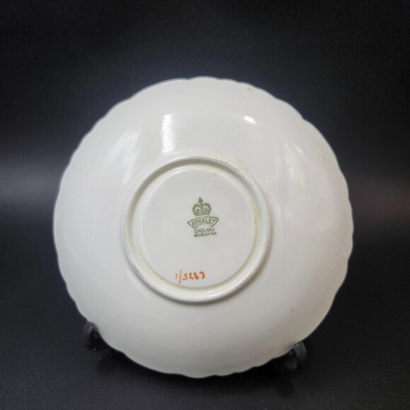 Vintage Aynsley Quatrefoil "Fleur De Lis" Light Blue Tea Cup & Saucer England - Picture 4 of 10